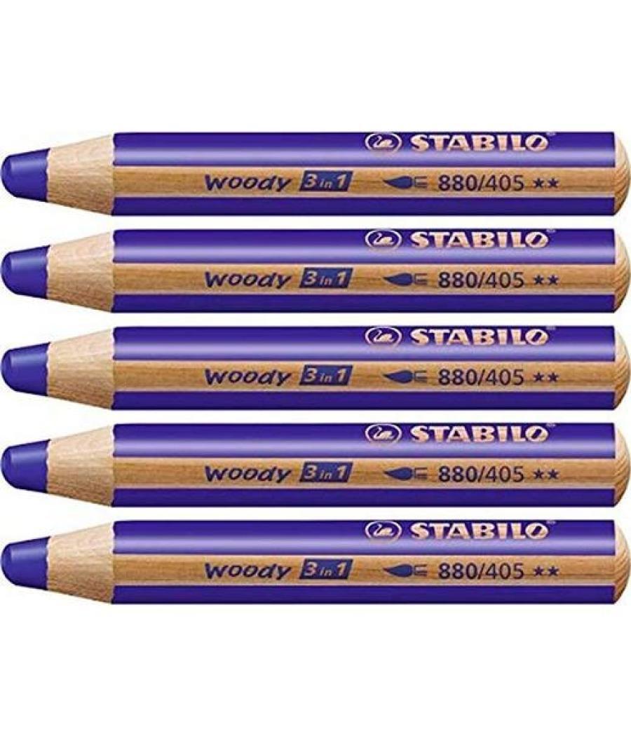 Stabilo lápices de colores woody 3 en 1 estuche de 5 azul ultramar