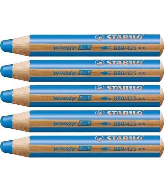 Stabilo lápices de colores woody 3 en 1 estuche de 5 azul