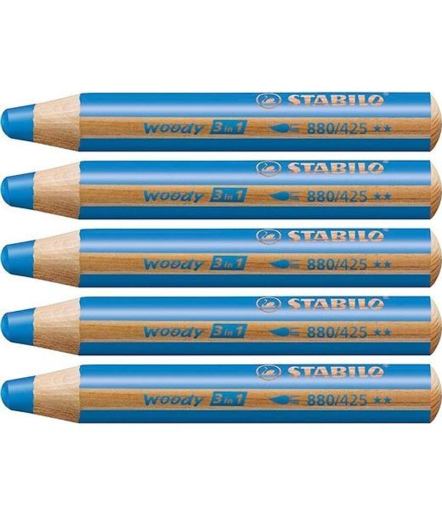 Stabilo lápices de colores woody 3 en 1 estuche de 5 azul
