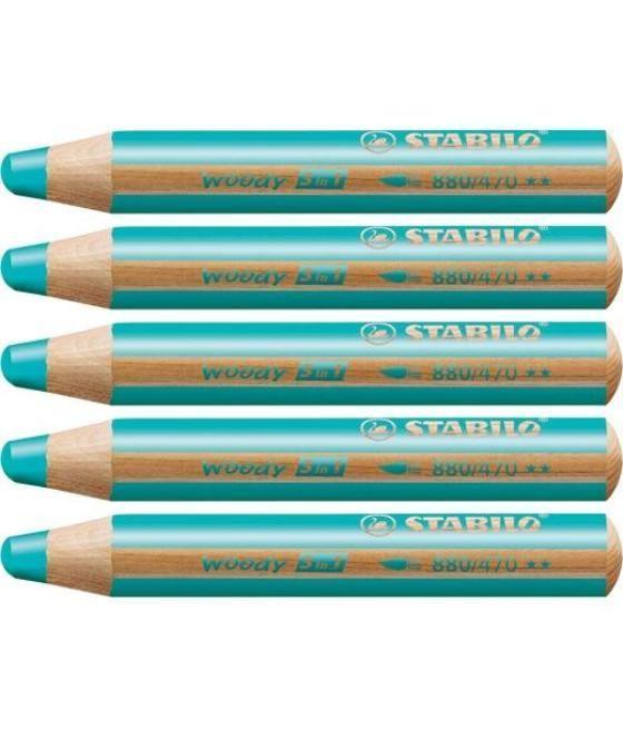 Stabilo lápices de colores woody 3 en 1 turquesa estuche 5 ud
