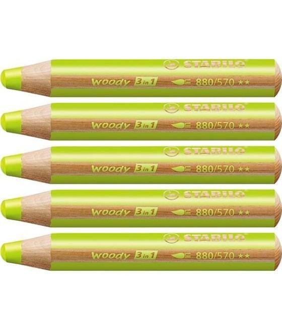 Stabilo lápices de colores woody 3 en 1 estuche de 5 verde hoja