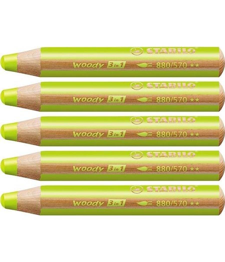 Stabilo lápices de colores woody 3 en 1 estuche de 5 verde hoja