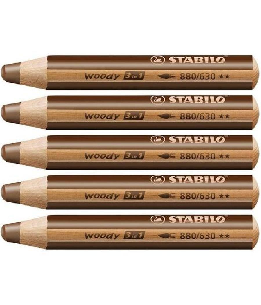 Stabilo lápices de colores woody 3 en 1 estuche de 5 marrón