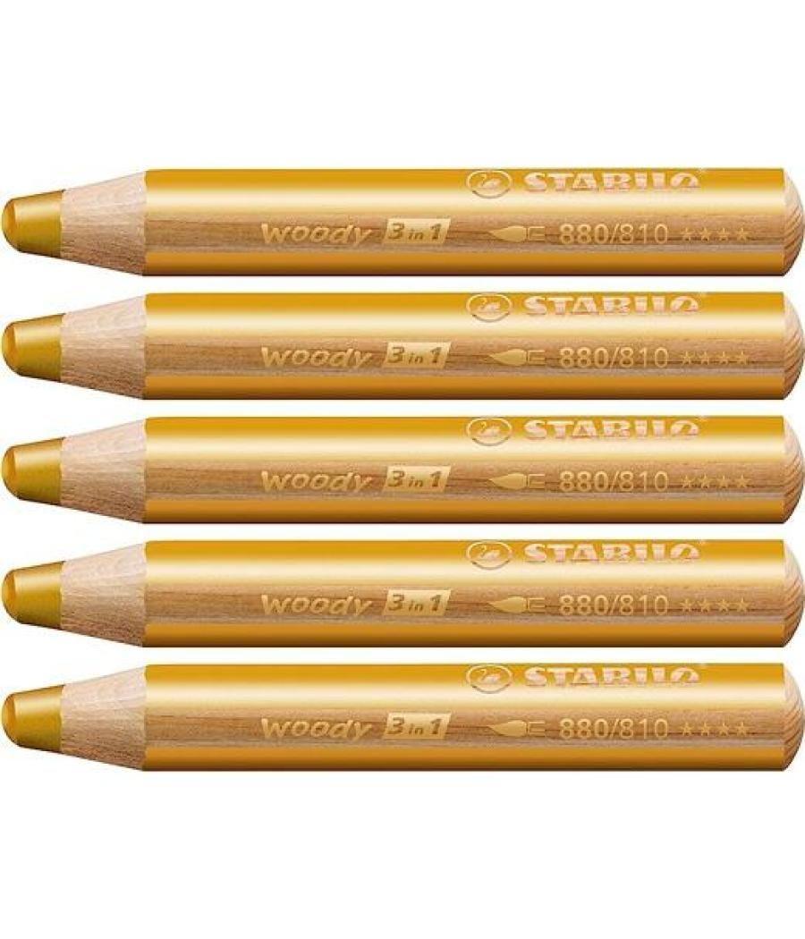 Stabilo lápices de colores woody 3 en 1 estuche de 5 oro