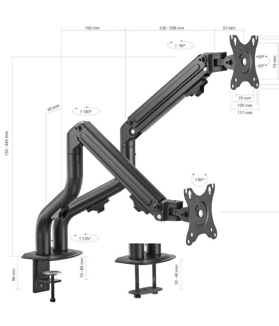 Soporte para 2 monitores o tv aisens dt32tsr-141/ hasta 8kg