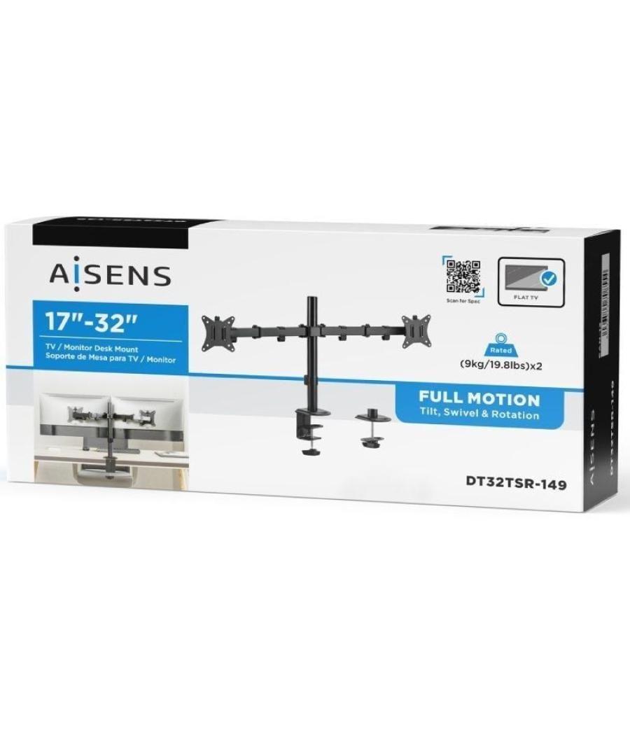 Soporte para 2 monitores o tv aisens dt32tsr-149/ hasta 9kg