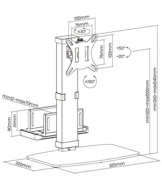 Soporte para monitor,tv y minipc aisens dt32tsr-165/ hasta 8kg