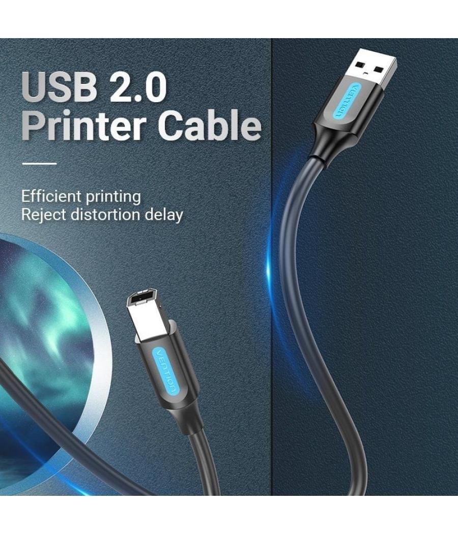 Cable usb 2.0 impresora vention coqbh/ usb macho - usb macho/ 2m/ negro