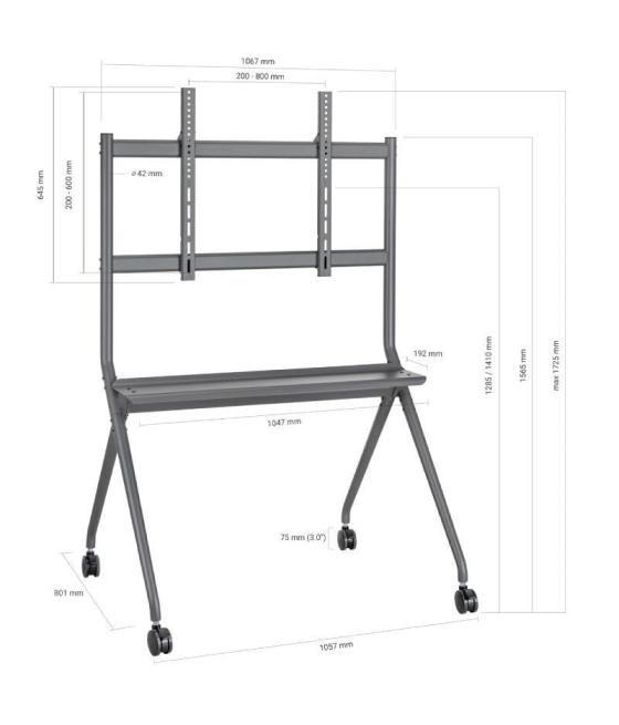 Soporte de pie con ruedas aisens ft86fe-143 para tv o pantalla interactiva 50'-86'/ hasta 120kg