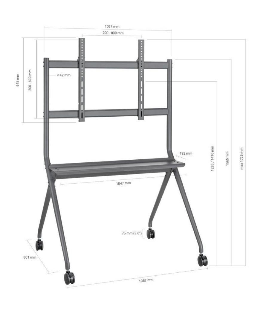 Soporte de pie con ruedas aisens ft86fe-143 para tv o pantalla interactiva 50'-86'/ hasta 120kg