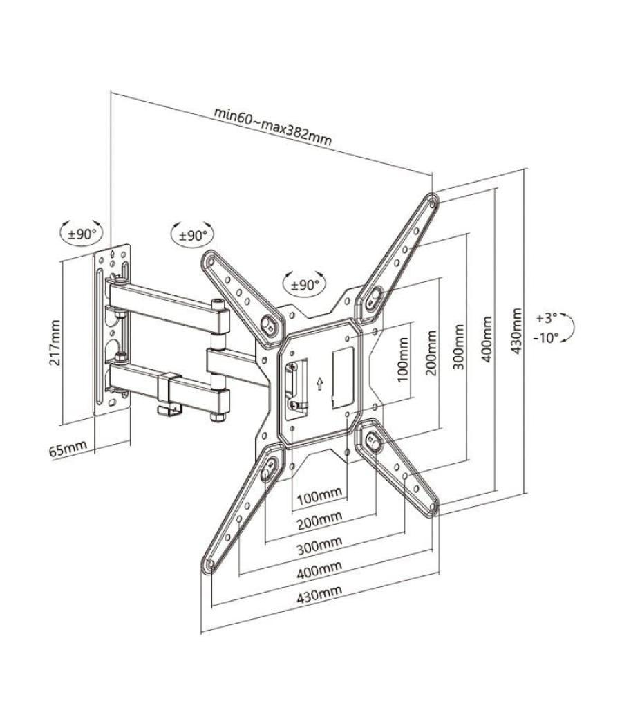 Soporte de pared giratorio/ inclinable/ aisens wt55tse-153 para tv de 23-55'/ hasta 30kg