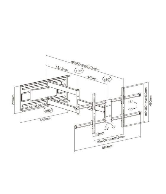 Soporte de pared giratorio/ inclinable/ nivelable aisens wt80tsle-161 para tv de 43-80'/ hasta 50kg