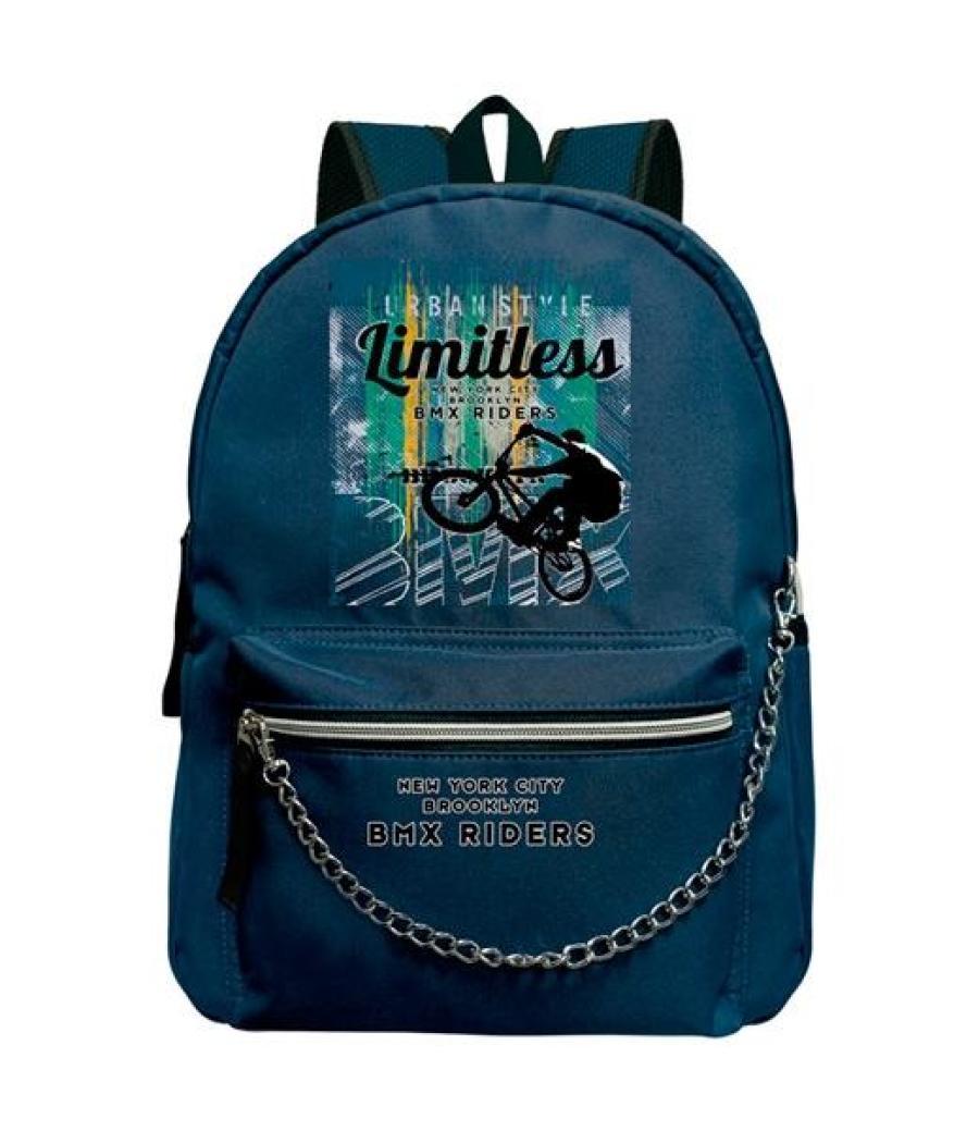 Senfort mochila escolar c/cadena extreme bmx limitless azul