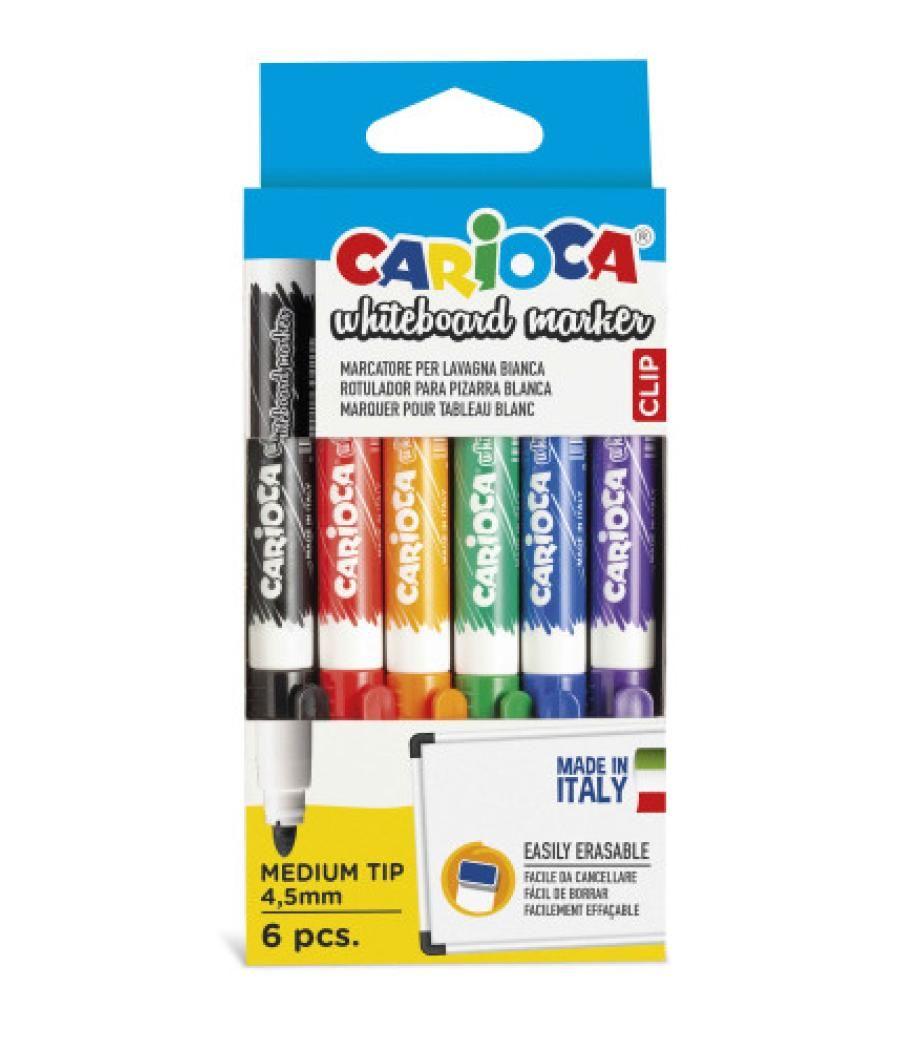 Caja 6 rotuladores clip whiteboard colores surtidos carioca 42921