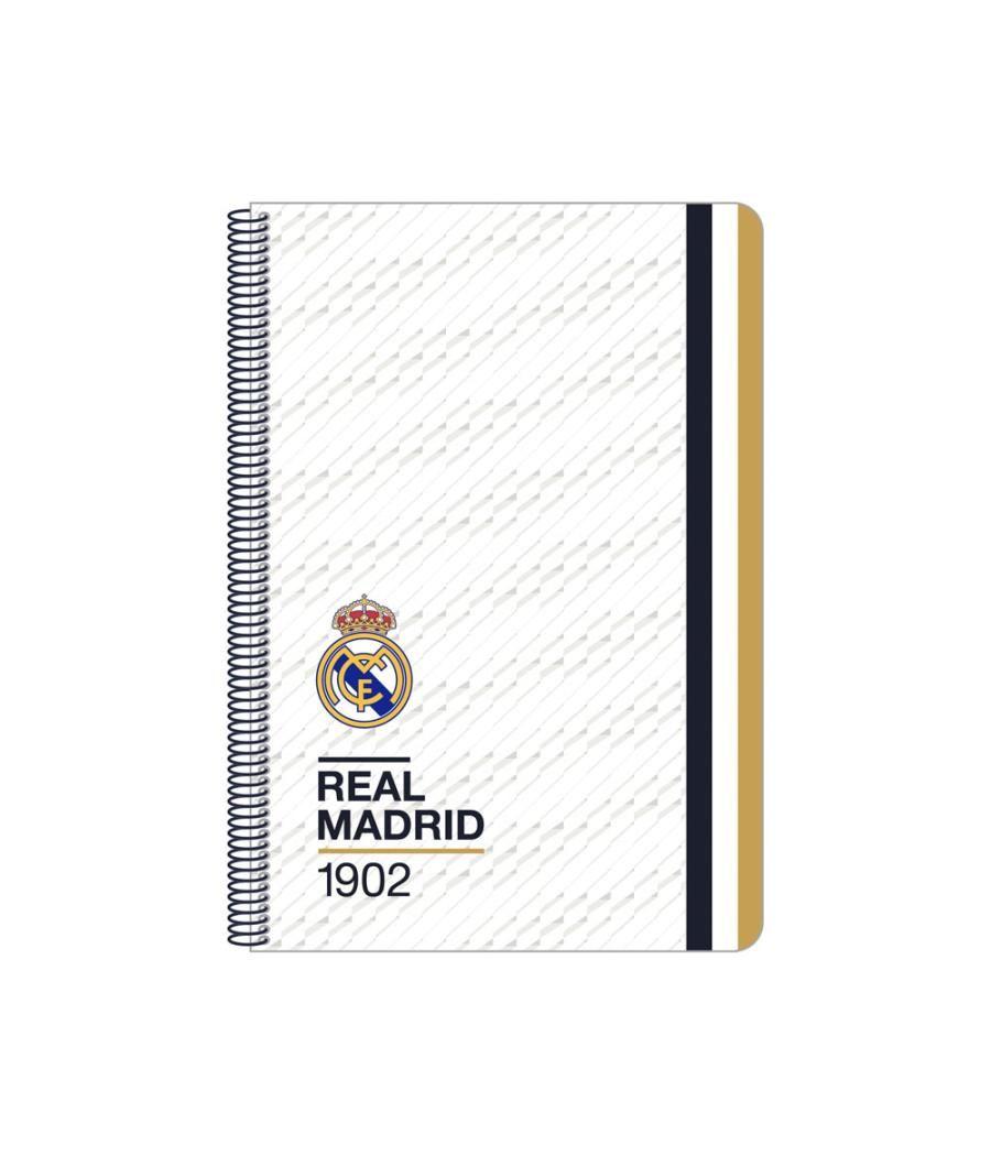 Cuaderno espiral safta folio 80 h 60 gr cuadro 4 mm tapa extradura real madrid 1 equipacion 23/24