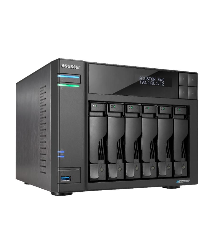 Nas asustor tower 6 bay nas quad-core 2.0ghz dual 2.5gbe ports 8gb ram ddr4