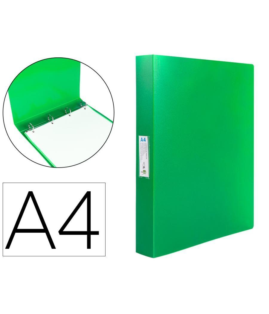 Carpeta liderpapel 4 anillas 25 mm mixtas polipropileno din a4 verde manzana opaco