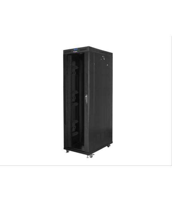 Armario lanberg rack 19" 42u 800x1200 flat pack negro puerta cristal con lcd