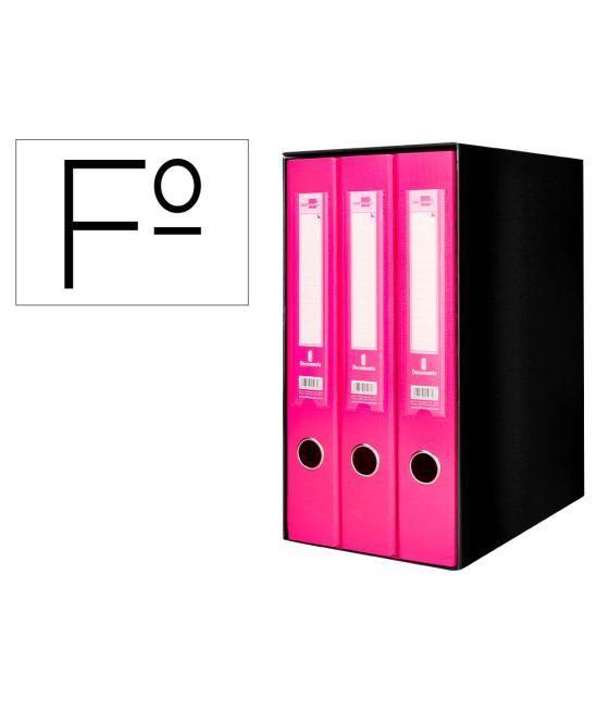Modulo liderpapel 3 archivadores folio 2 anillas mecanismo de palanca 52mm rosa