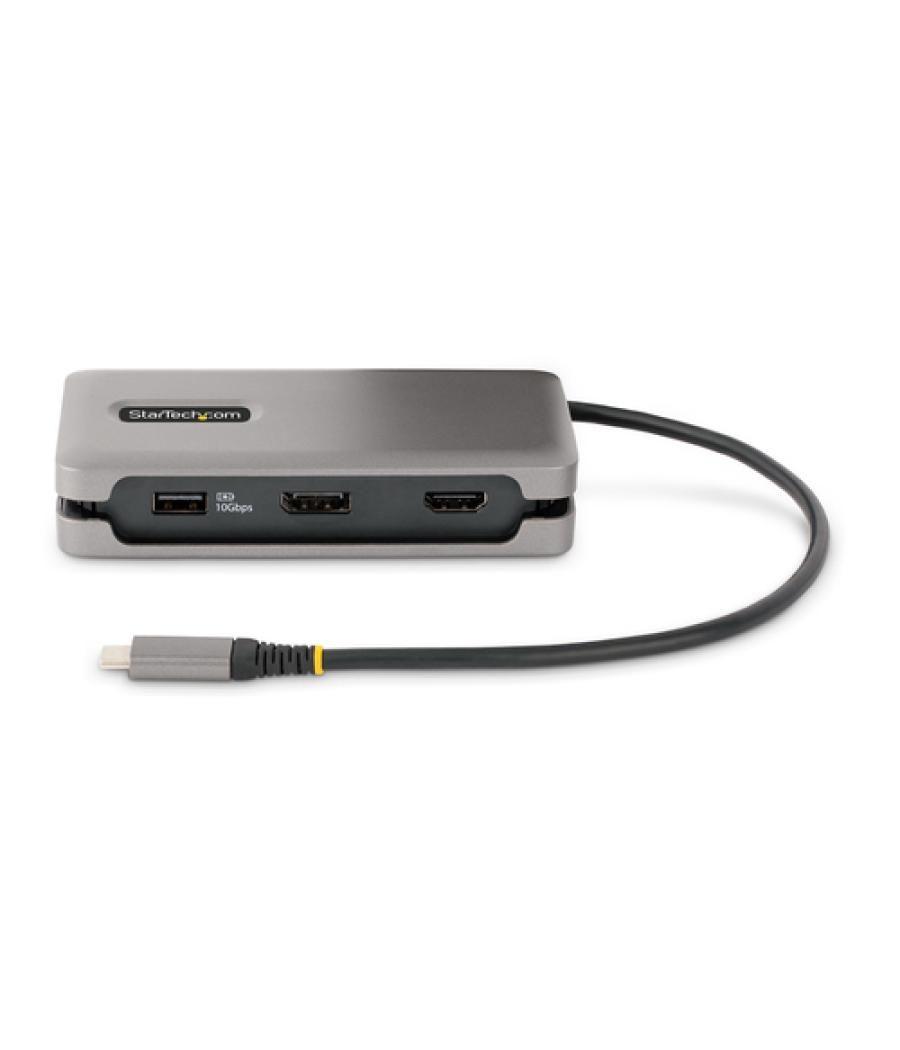 StarTech.com Adaptador Multipuertos USB-C - HDMI/DP 4K a 60Hz - Hub Ladrón USB de 3 Puertos - Power Delivery de Paso de 100W - G