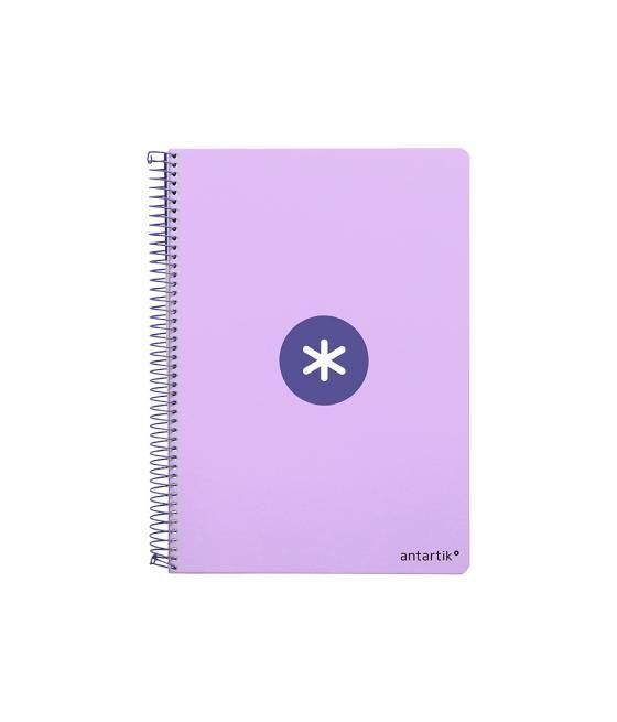 Cuaderno espiral liderpapel a4 antartik tapa dura 80h 90gr cuadro 4mm con margen color lavanda pack 3 unidades