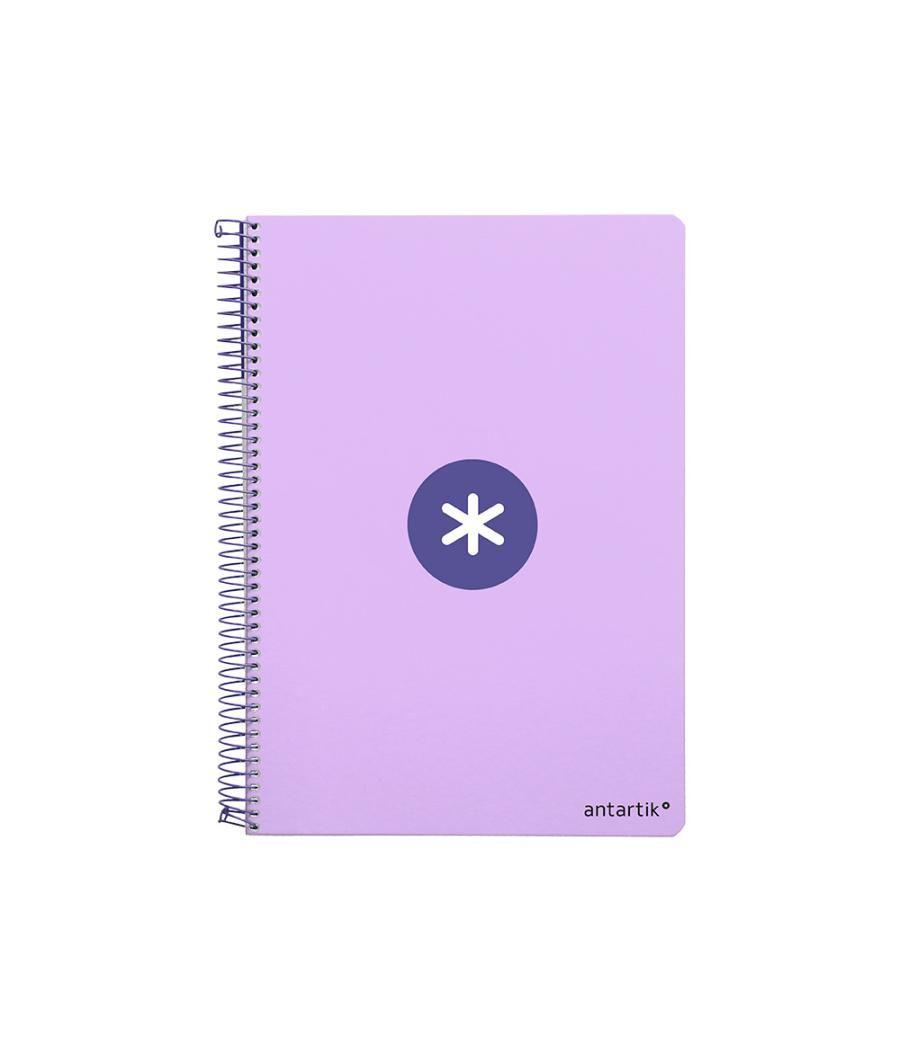 Cuaderno espiral liderpapel a4 antartik tapa dura 80h 90gr cuadro 4mm con margen color lavanda pack 3 unidades