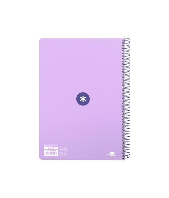 Cuaderno espiral liderpapel a4 antartik tapa dura 80h 90gr cuadro 4mm con margen color lavanda pack 3 unidades