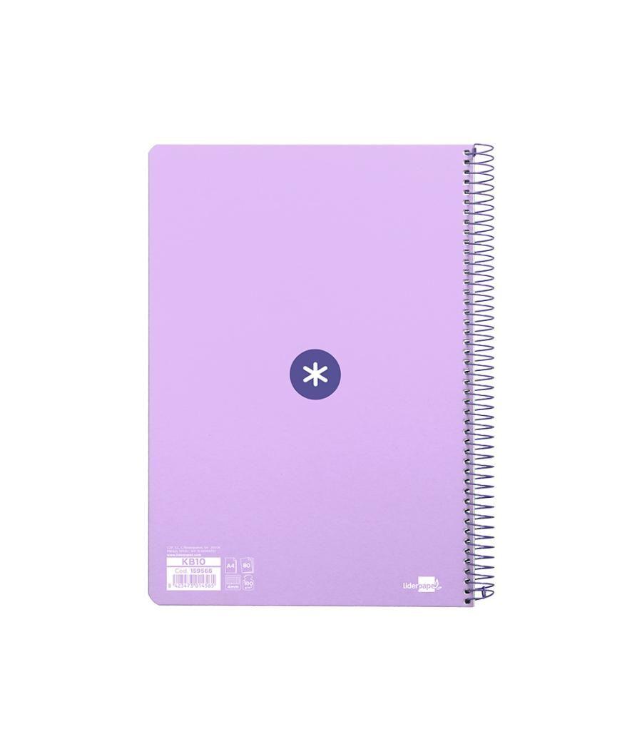 Cuaderno espiral liderpapel a4 antartik tapa dura 80h 90gr cuadro 4mm con margen color lavanda pack 3 unidades