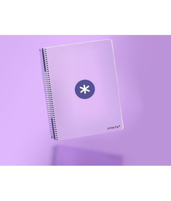 Cuaderno espiral liderpapel a4 antartik tapa dura 80h 90gr cuadro 4mm con margen color lavanda pack 3 unidades