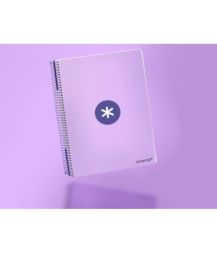 Cuaderno espiral liderpapel a4 antartik tapa dura 80h 90gr cuadro 4mm con margen color lavanda pack 3 unidades