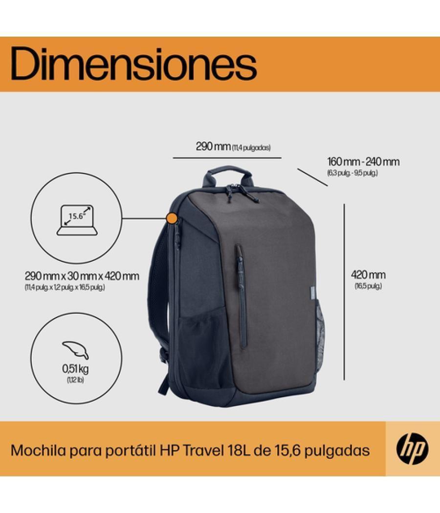 HP Mochila para portátil Travel de 15,6 pulgadas y 18 litros, color gris