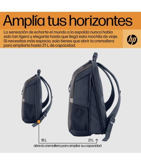 HP Mochila para portátil Travel de 15,6 pulgadas y 18 litros, color gris