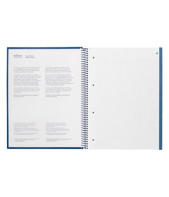 Cuaderno espiral navigator a4 tapa dura 80h 80gr cuadro 4mm con margen azul marino