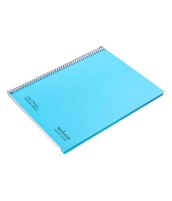 Cuaderno espiral navigator a4 tapa dura 80h 80gr cuadro 4mm con margen azul claro