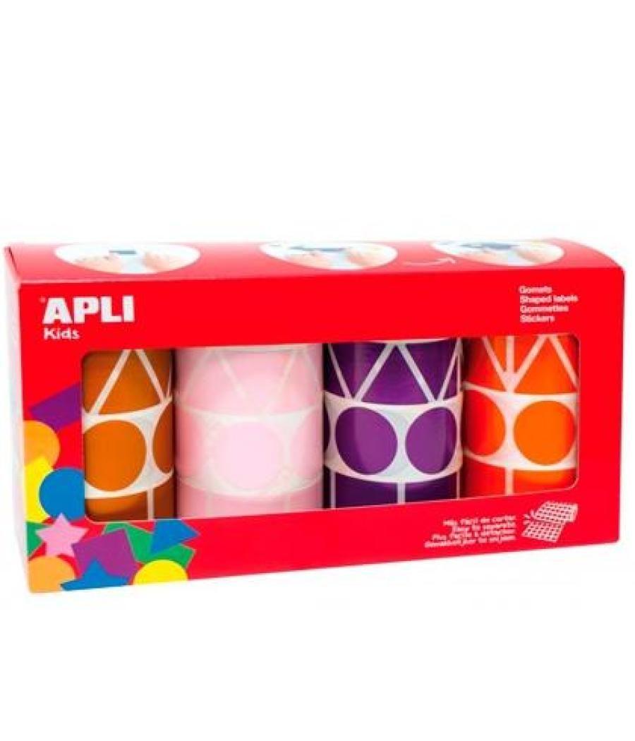 Apli caja de 4 rollos con 5428 gomets formas geométricas y colores surtidos