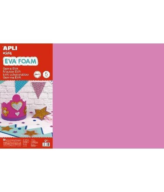 Apli goma eva 600x400x2mm pack 5 hojas rosa