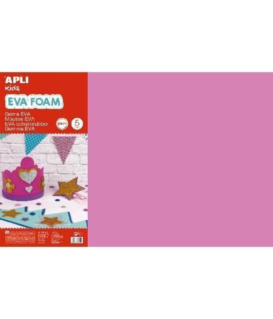 Apli goma eva 40x60cm grosor 2mm rosa pack 5 ud