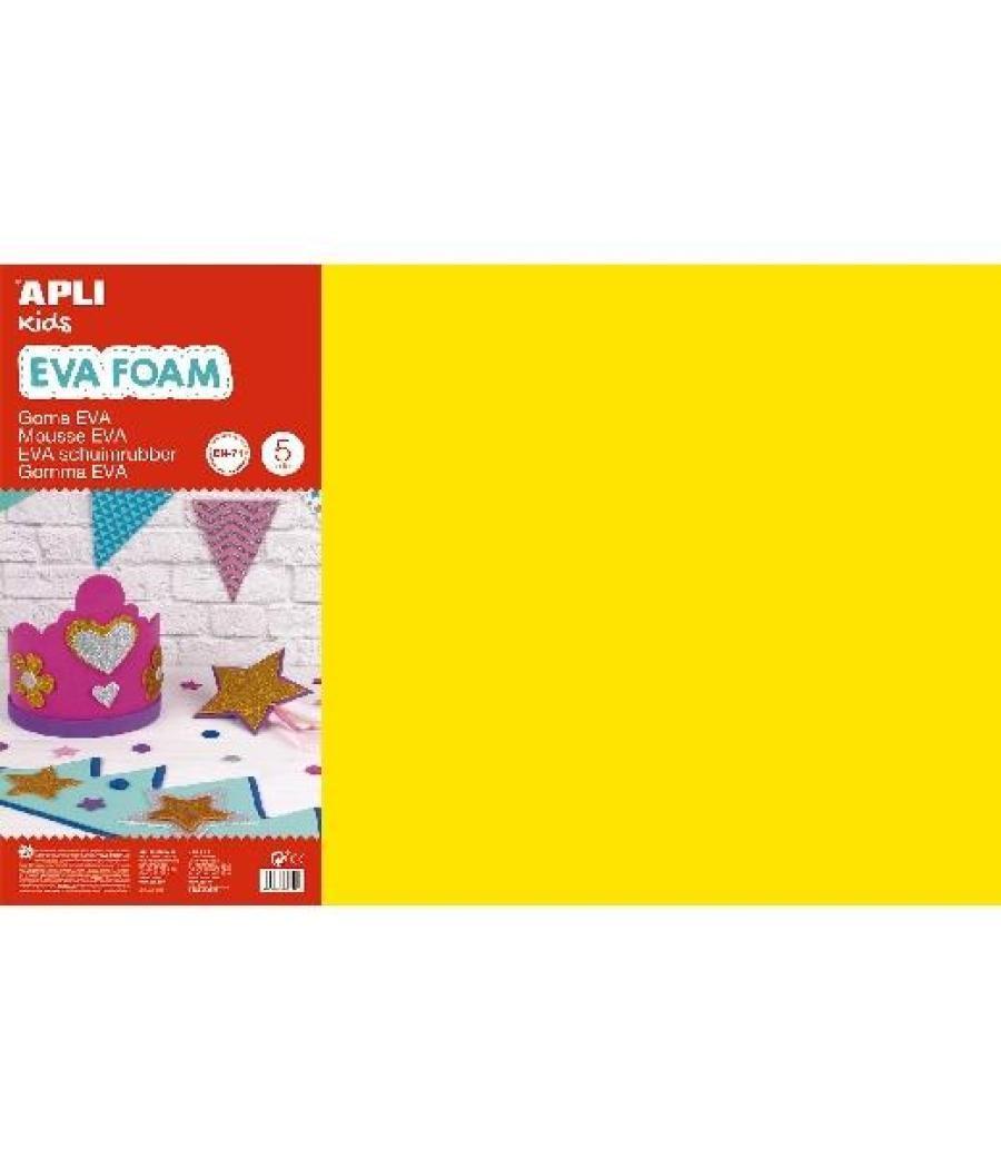 Apli goma eva 600x400x2mm pack 5 hojas amarillo