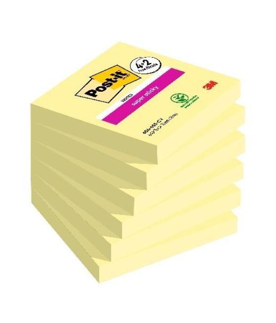 Post-it bloc notas adhesivas super sticky 90h 76x76 canary yellow paquete 6 ud