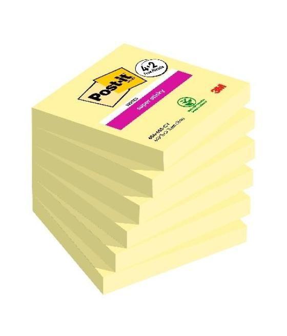 Post-it bloc notas super sticky 90h 76x76 paquete de 6 canary yellow