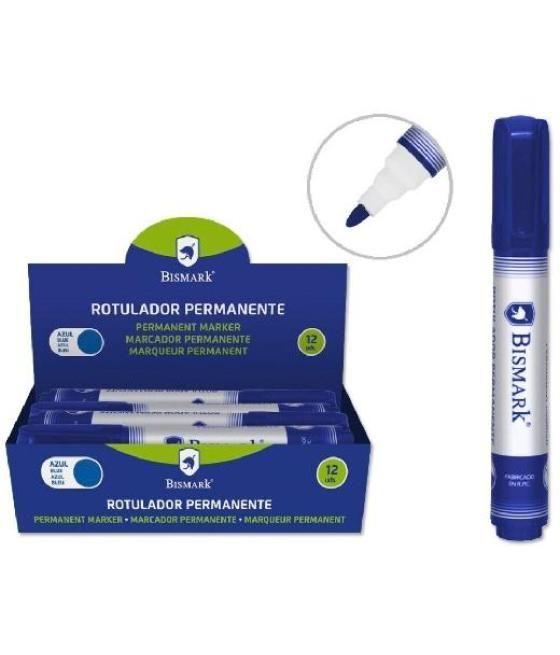 Bismark rotulador permanente punta cónica 1,5mm azul pack 12 unidades