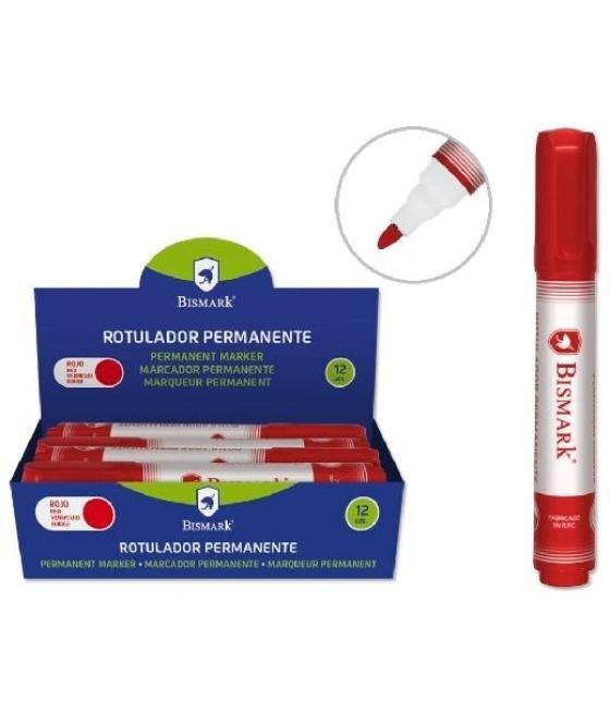 Bismark rotulador permanente punta cónica 1,5mm rojo pack 12 unidades