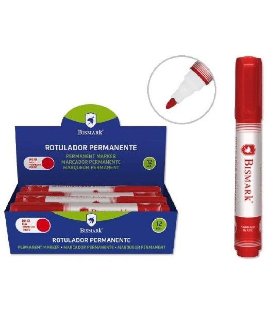 Bismark rotulador permanente punta cónica 1,5mm rojo pack 12 unidades