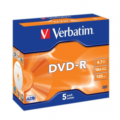 Dvd-r verbatim advanced azo 16x/ caja-5uds