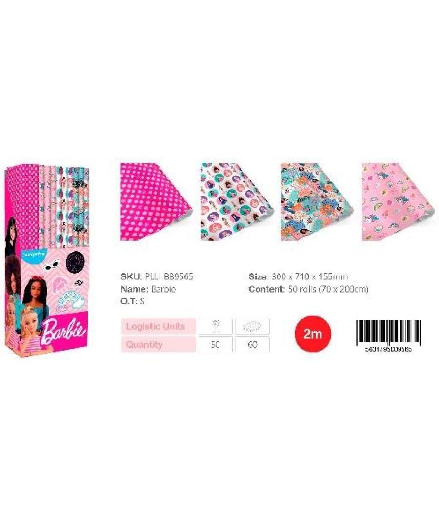 Europrice papel de regalo rollo 0,7x2m barbie pack 50 unidades
