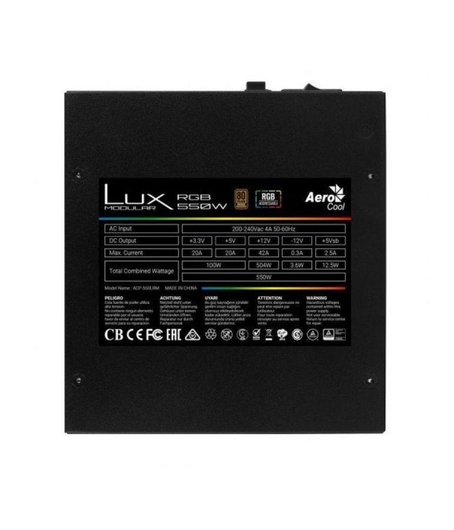 Fuente de Alimentación Aerocool LUX RGB 550M/ 550W/ Ventilador 12cm/ 80 Plus Bronze - Imagen 3