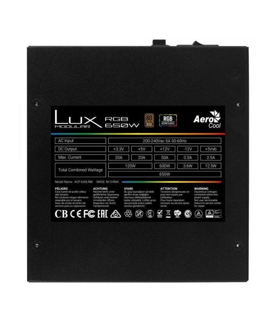 Fuente de Alimentación Aerocool LUX RGB 650M/ 650W/ Ventilador 12cm/ 80 Plus Bronze - Imagen 3