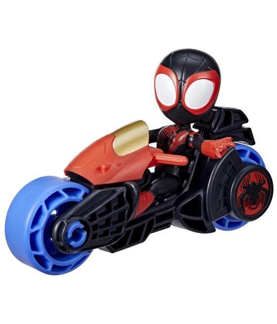 Marvel - spidey y su superequipo - miles morales con motocicleta