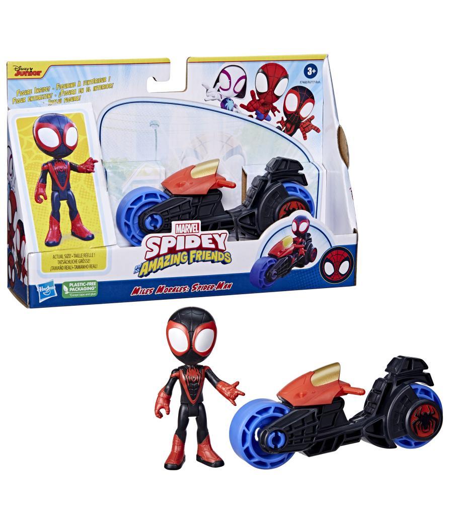 Marvel - spidey y su superequipo - miles morales con motocicleta