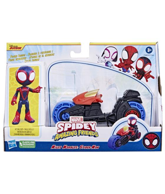 Marvel - spidey y su superequipo - miles morales con motocicleta